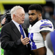 Dallas Cowboys owner Jerry Jones with Ezekiel Elliott of the Dallas Cowboys at AT&T Stadium In Arlington, Texas, on Jan. 15, 2017 (Joe Robbins/Getty Images)